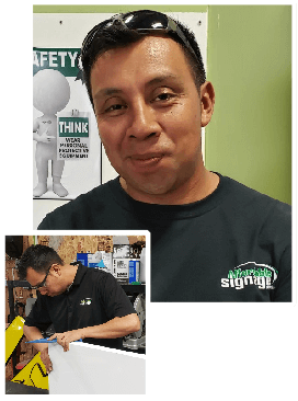 A close-up of Efren fabricator of Affordable Signage of Colorado